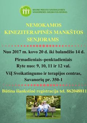Nemokamos kineziterapinės mankštos senjorams