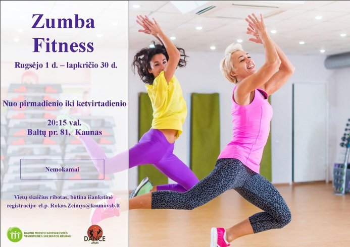 Kviečiame į nemokamus zumba fitness užsiėmimus!